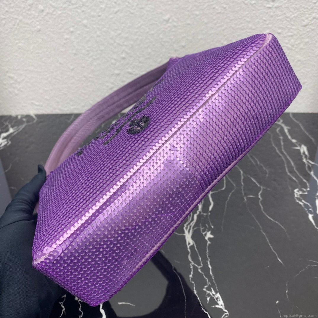 Prada 1NE515 Re-Edition 2000 sequined Re-Nylon mini-bag Purple