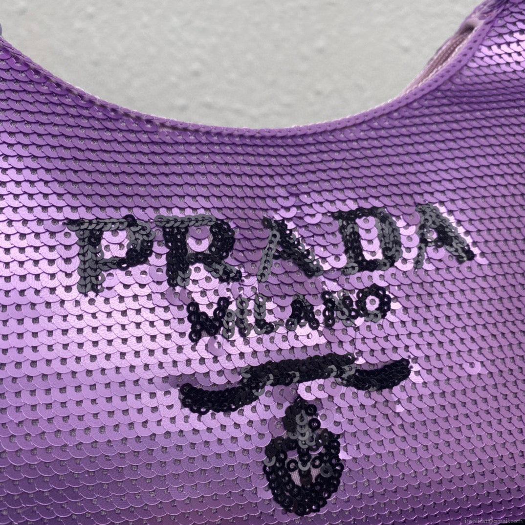 Prada 1NE515 Re-Edition 2000 sequined Re-Nylon mini-bag Purple
