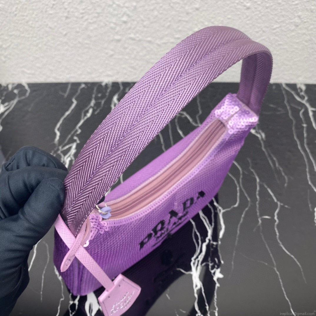 Prada 1NE515 Re-Edition 2000 sequined Re-Nylon mini-bag Purple