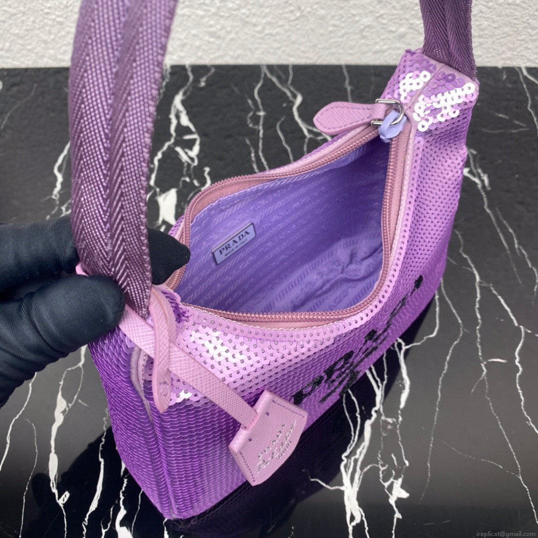 Prada 1NE515 Re-Edition 2000 sequined Re-Nylon mini-bag Purple