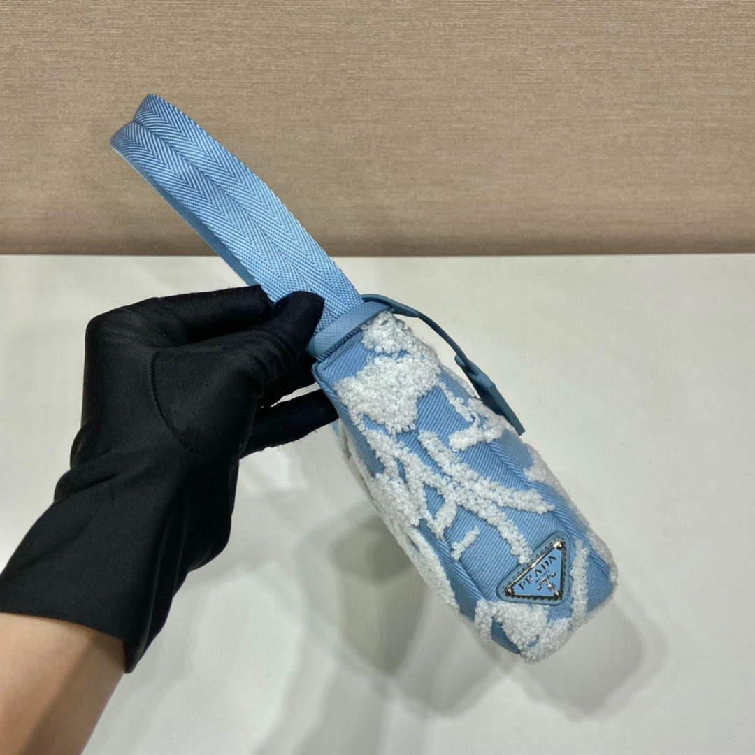 Prada 1NE515 Re-Edition 2000 embroidered drill mini bag blue white