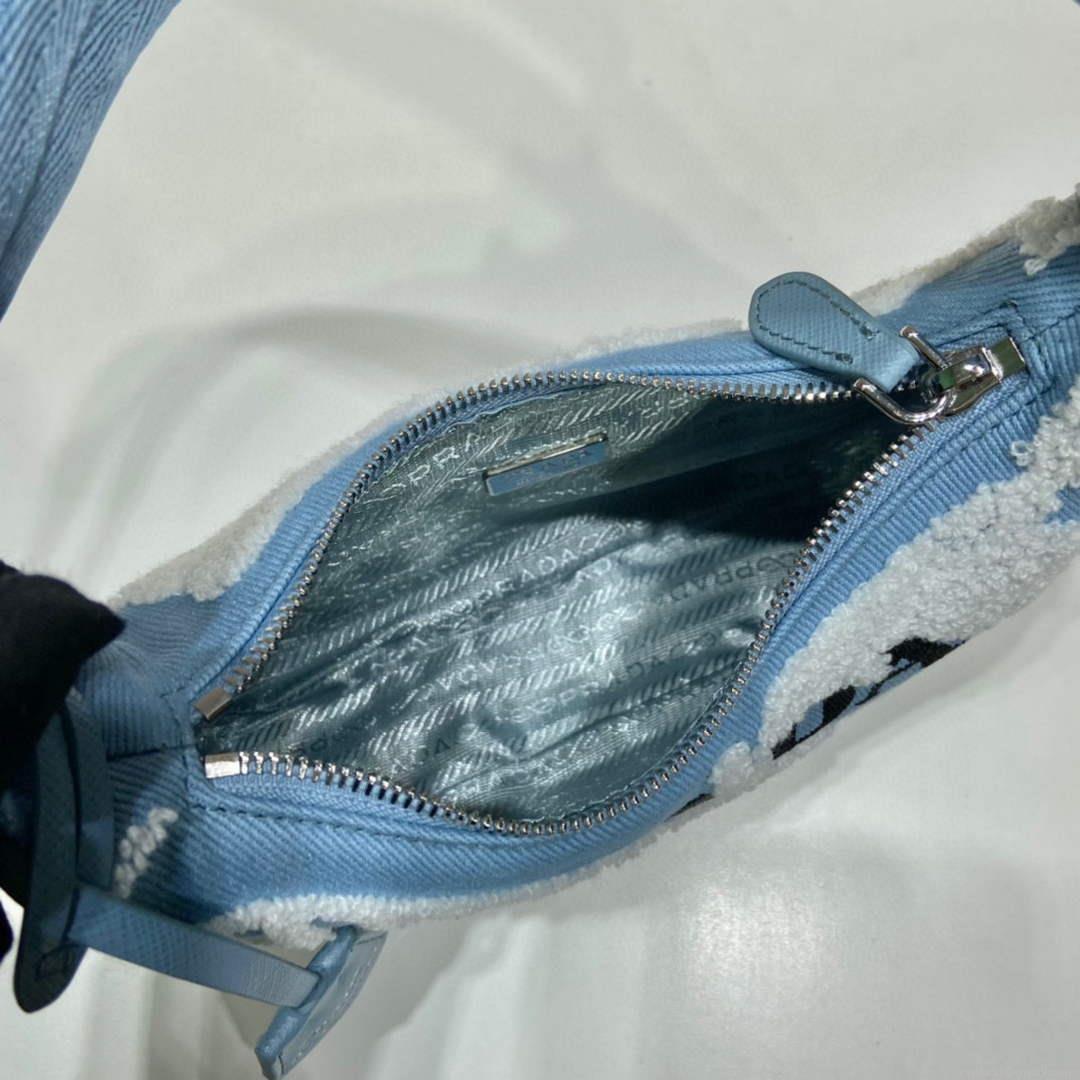 Prada 1NE515 Re-Edition 2000 embroidered drill mini bag blue white