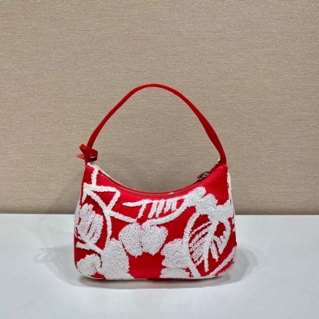 Prada 1NE515 Re-Edition 2000 embroidered drill mini bag Red white
