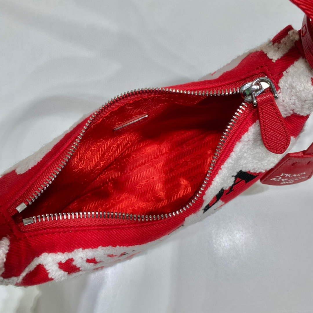 Prada 1NE515 Re-Edition 2000 embroidered drill mini bag Red white