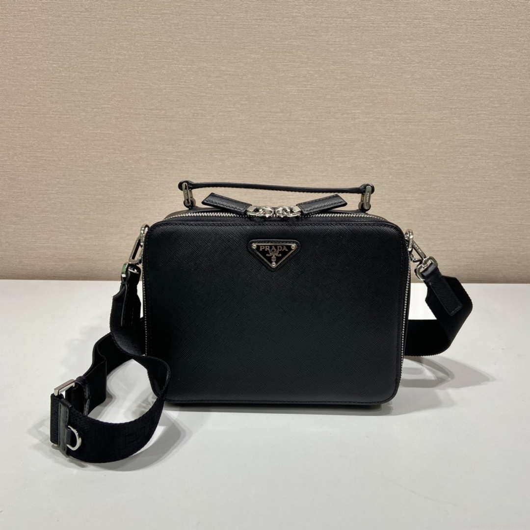 Prada 2VH069 Brique Saffiano leather bag Black