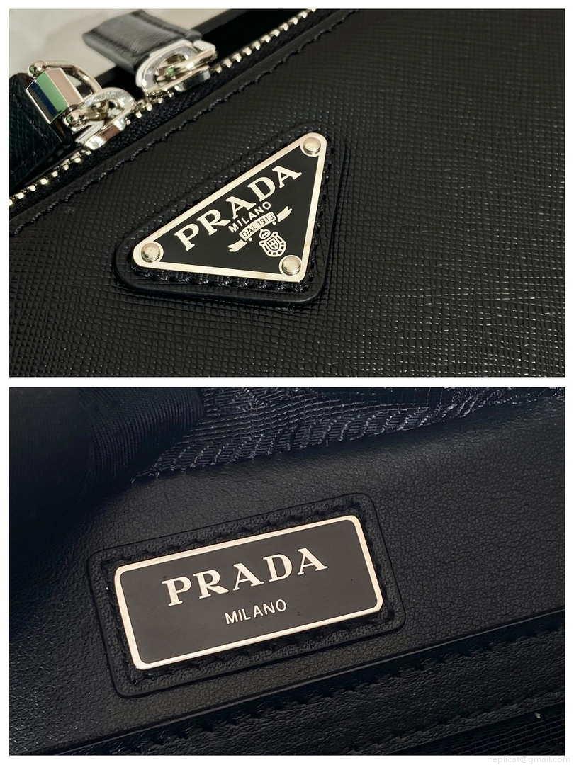 Prada 2VH069 Brique Saffiano leather bag Black