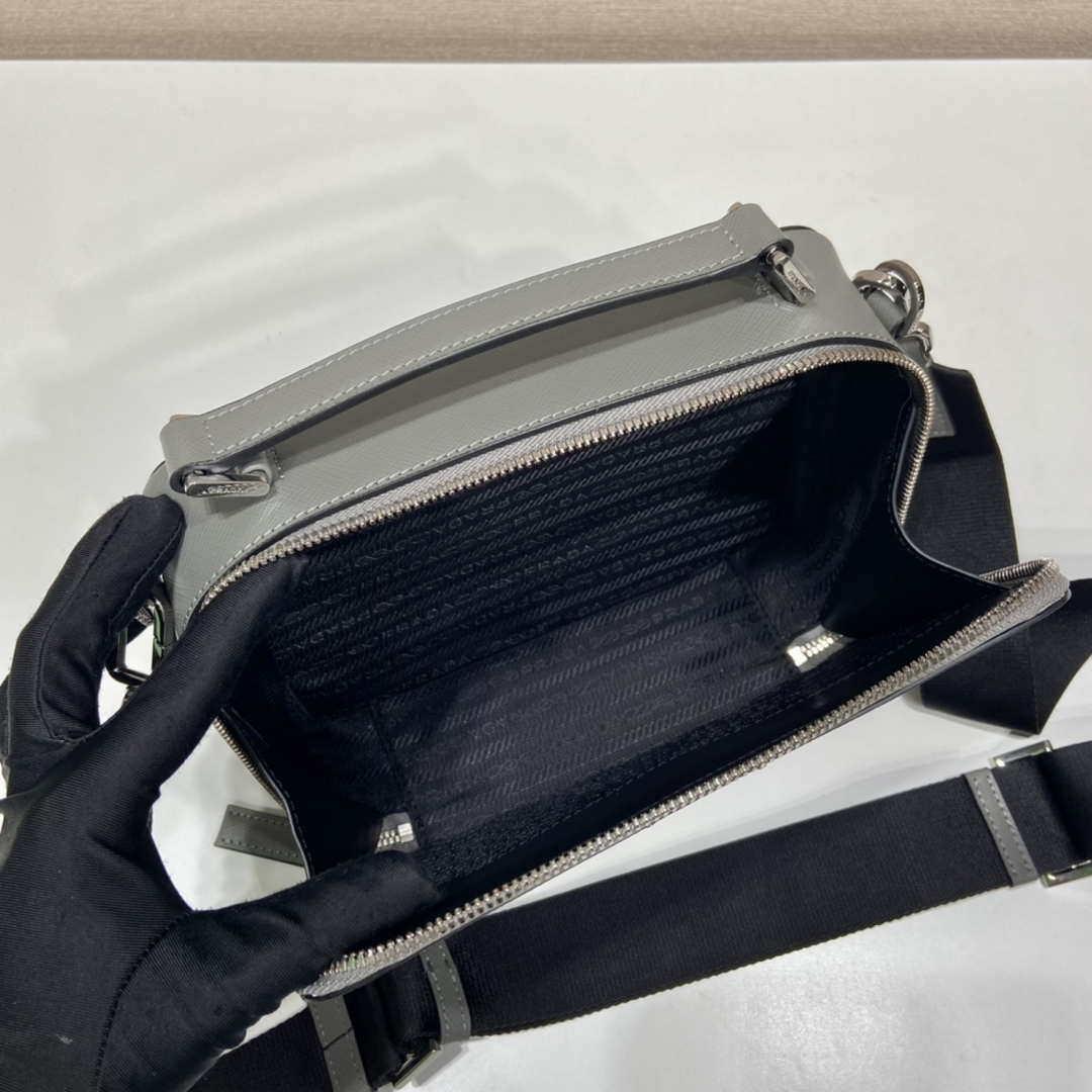 Prada 2VH069 Brique Saffiano leather bag Gray