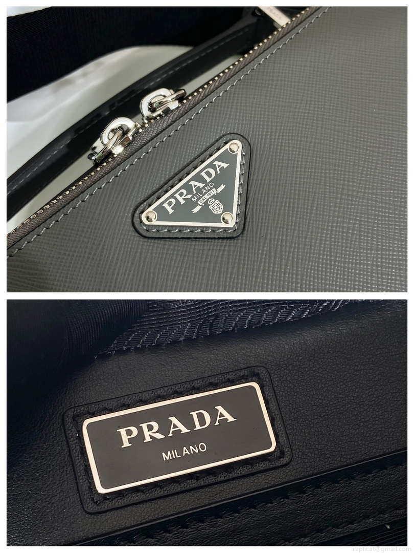 Prada 2VH069 Brique Saffiano leather bag Gray
