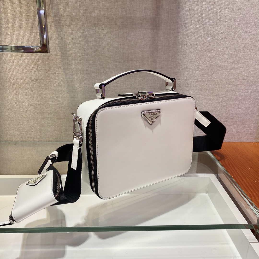 Prada 2VH069 Brique Saffiano Smooth leather bag White