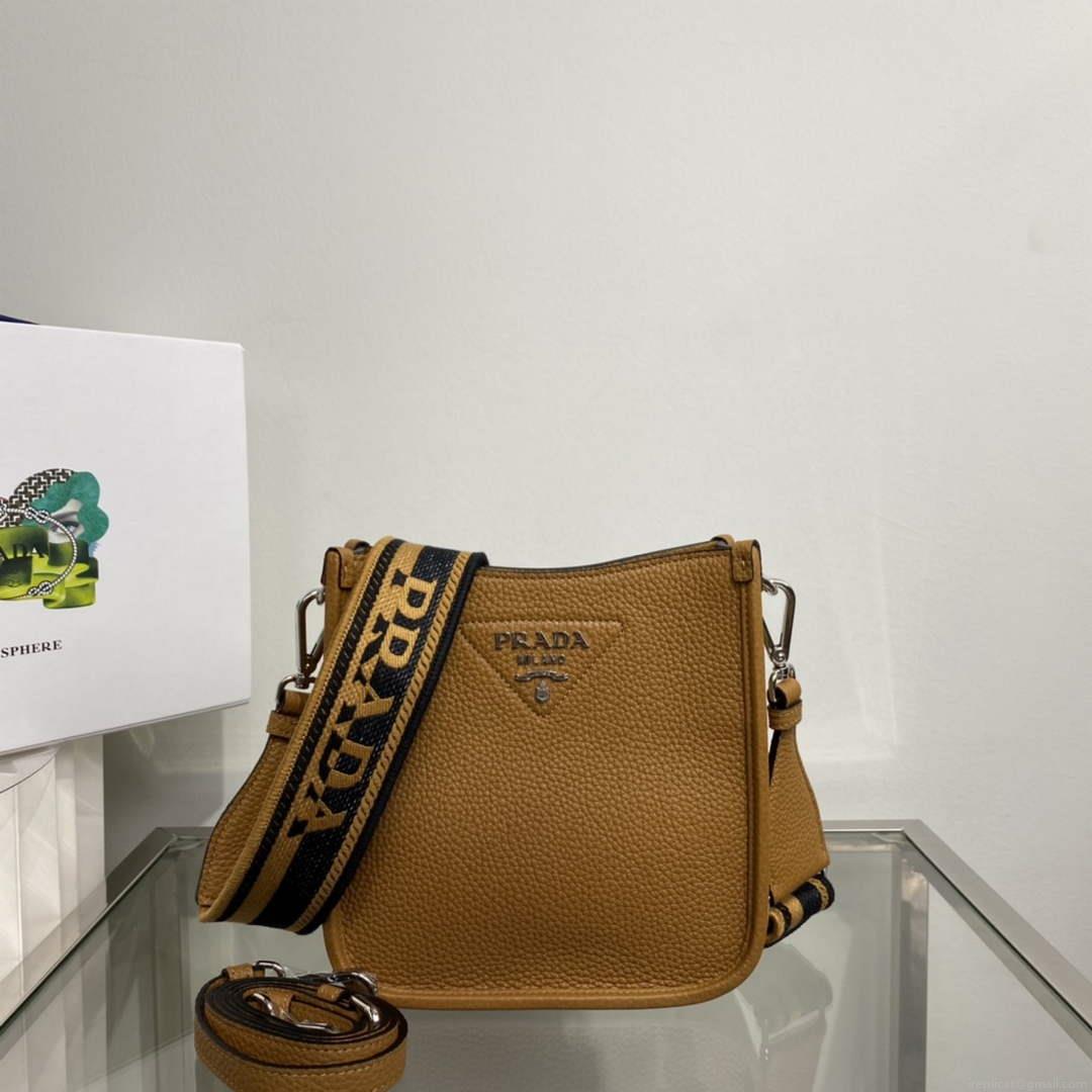Prada 1BH191 Leather mini shoulder bag tan