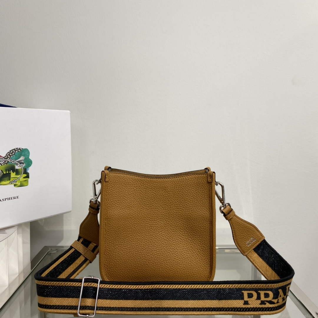 Prada 1BH191 Leather mini shoulder bag tan