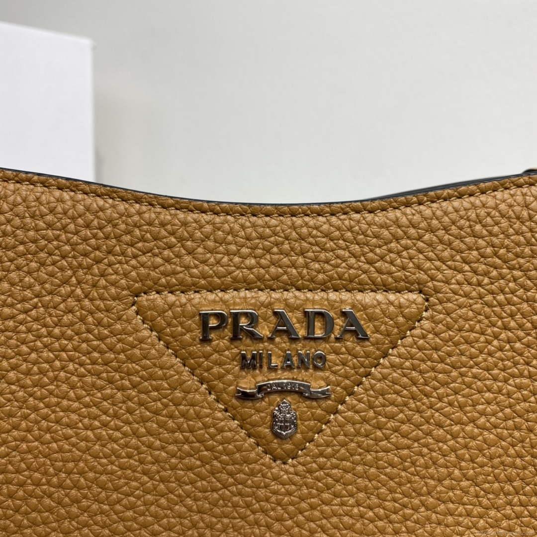 Prada 1BH191 Leather mini shoulder bag tan
