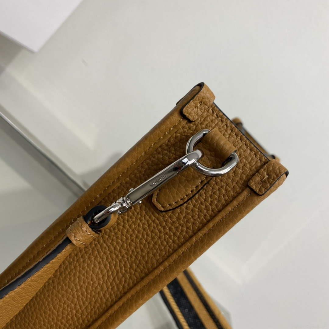 Prada 1BH191 Leather mini shoulder bag tan