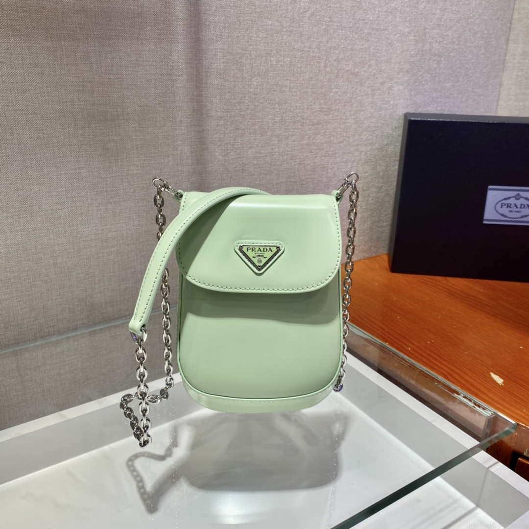 Prada 1BH185 Mini Cleo BRUSHED Leather Green