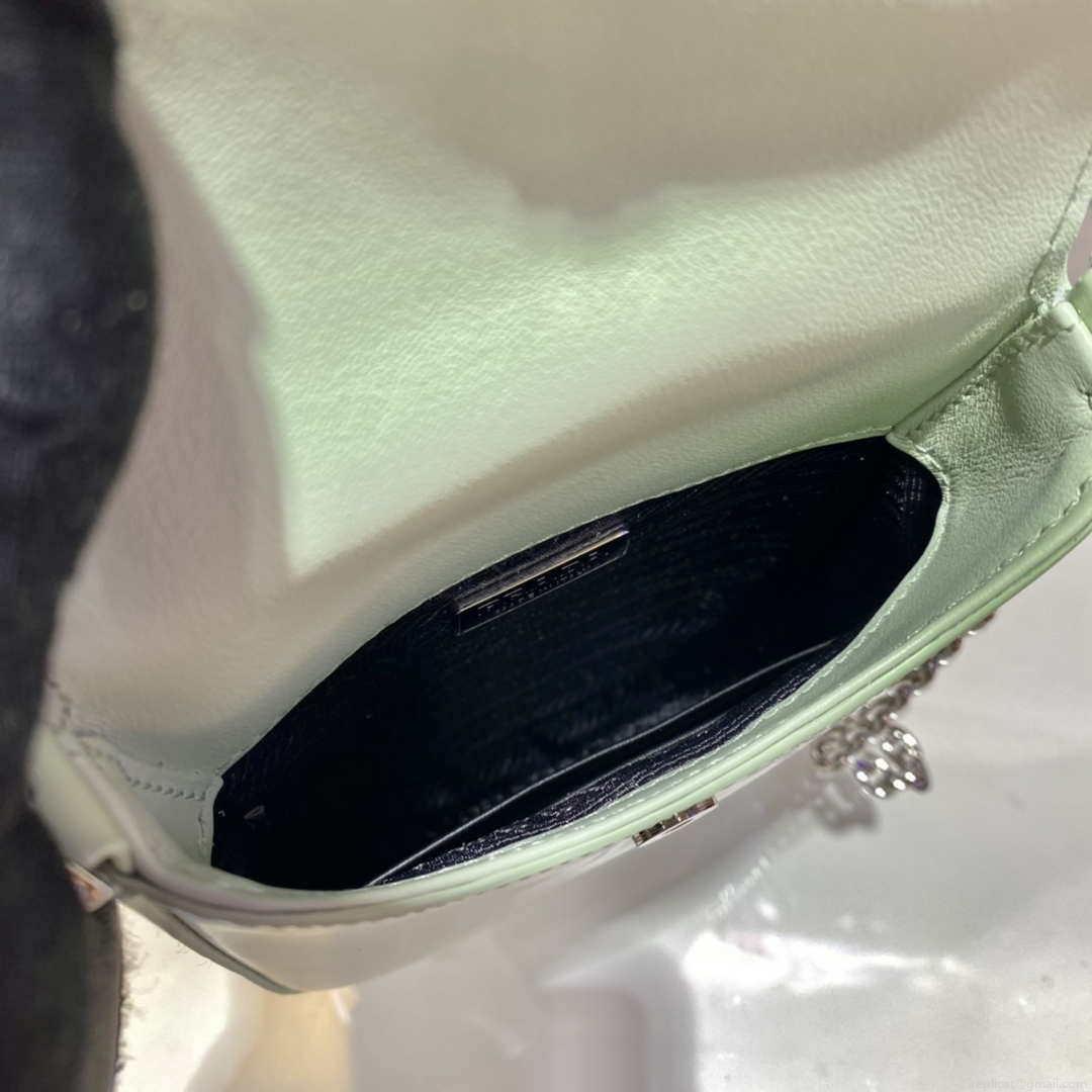 Prada 1BH185 Mini Cleo BRUSHED Leather Green