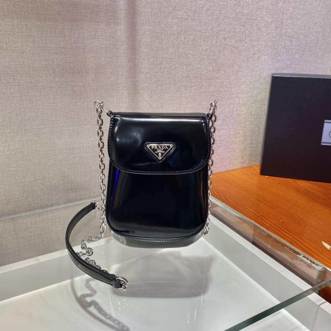 Prada 1BH185 Mini Cleo BRUSHED Leather Black