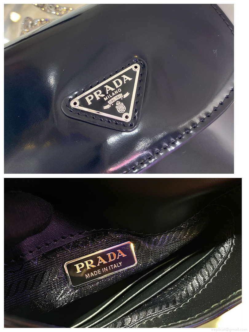 Prada 1BH185 Mini Cleo BRUSHED Leather Black