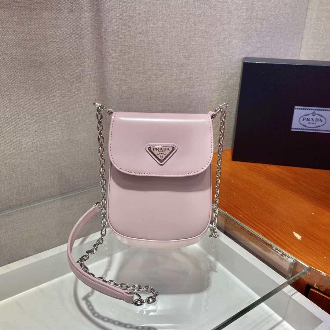 Prada 1BH185 Mini Cleo BRUSHED Leather Pink