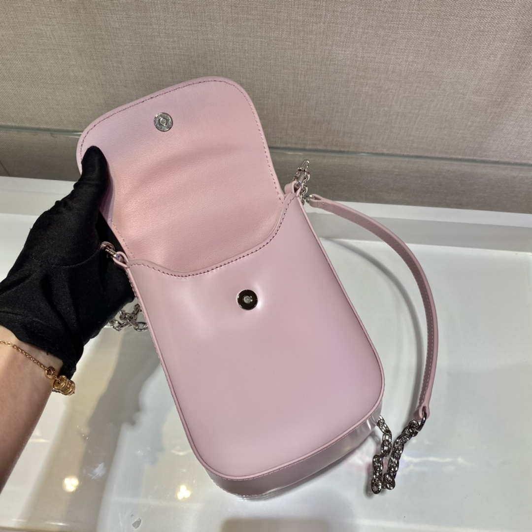 Prada 1BH185 Mini Cleo BRUSHED Leather Pink