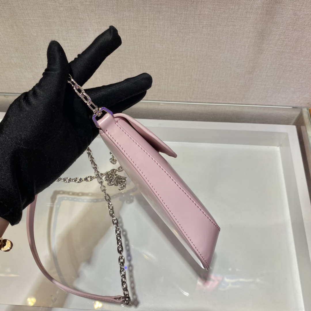 Prada 1BH185 Mini Cleo BRUSHED Leather Pink