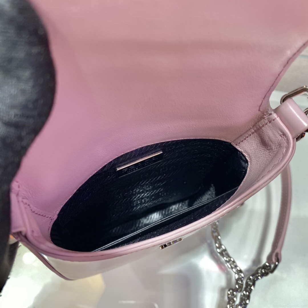 Prada 1BH185 Mini Cleo BRUSHED Leather Pink