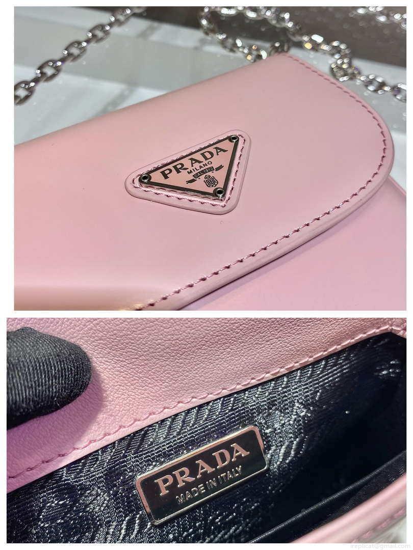Prada 1BH185 Mini Cleo BRUSHED Leather Pink
