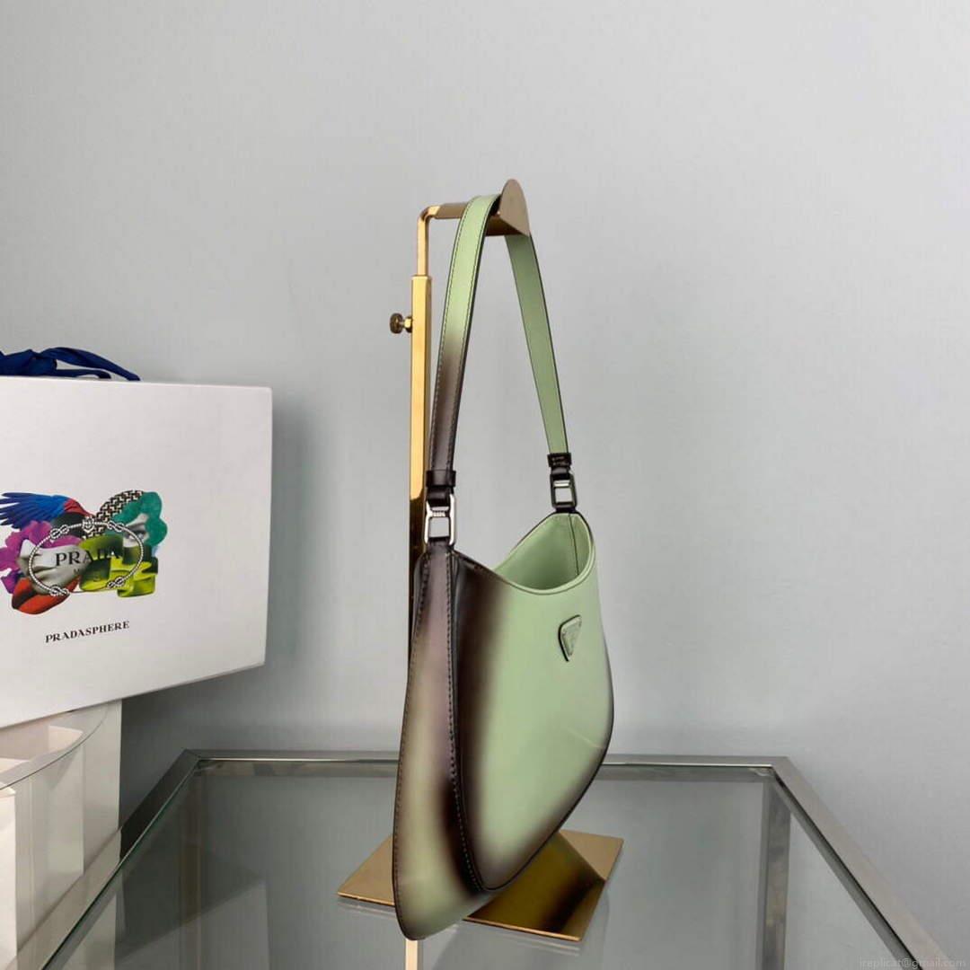 Prada 1BC499 Cleo brushed Gradient leather shoulder bag Green
