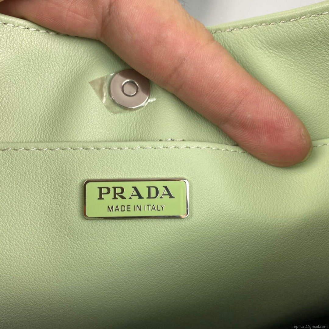 Prada 1BC499 Cleo brushed Gradient leather shoulder bag Green