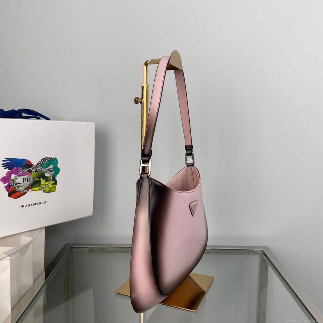 Prada 1BC499 Cleo brushed Gradient leather shoulder bag Pink