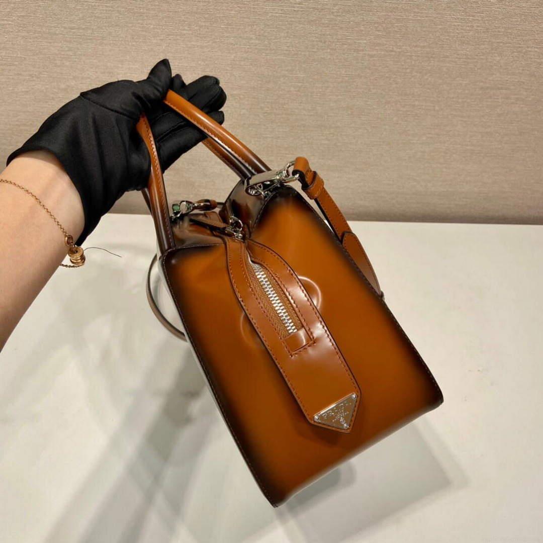 Prada 1BA366 Small brushed leather Prada Supernova handbag Brown