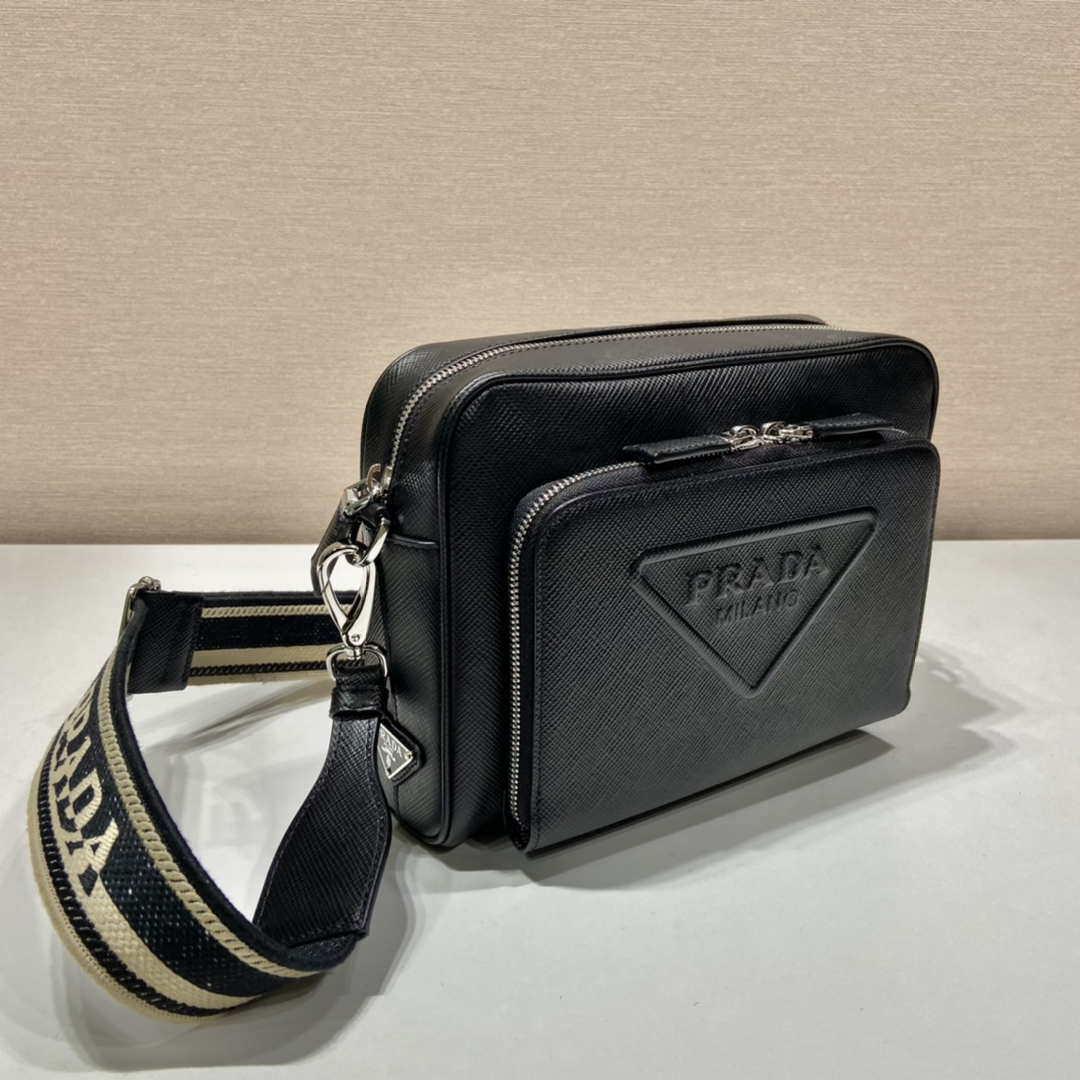 Prada 2VH152 Saffiano leather shoulder bag Black