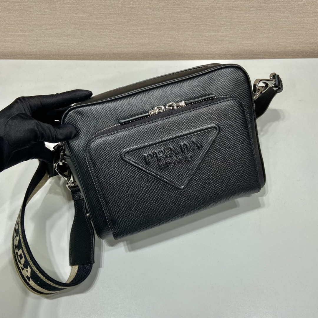 Prada 2VH152 Saffiano leather shoulder bag Black