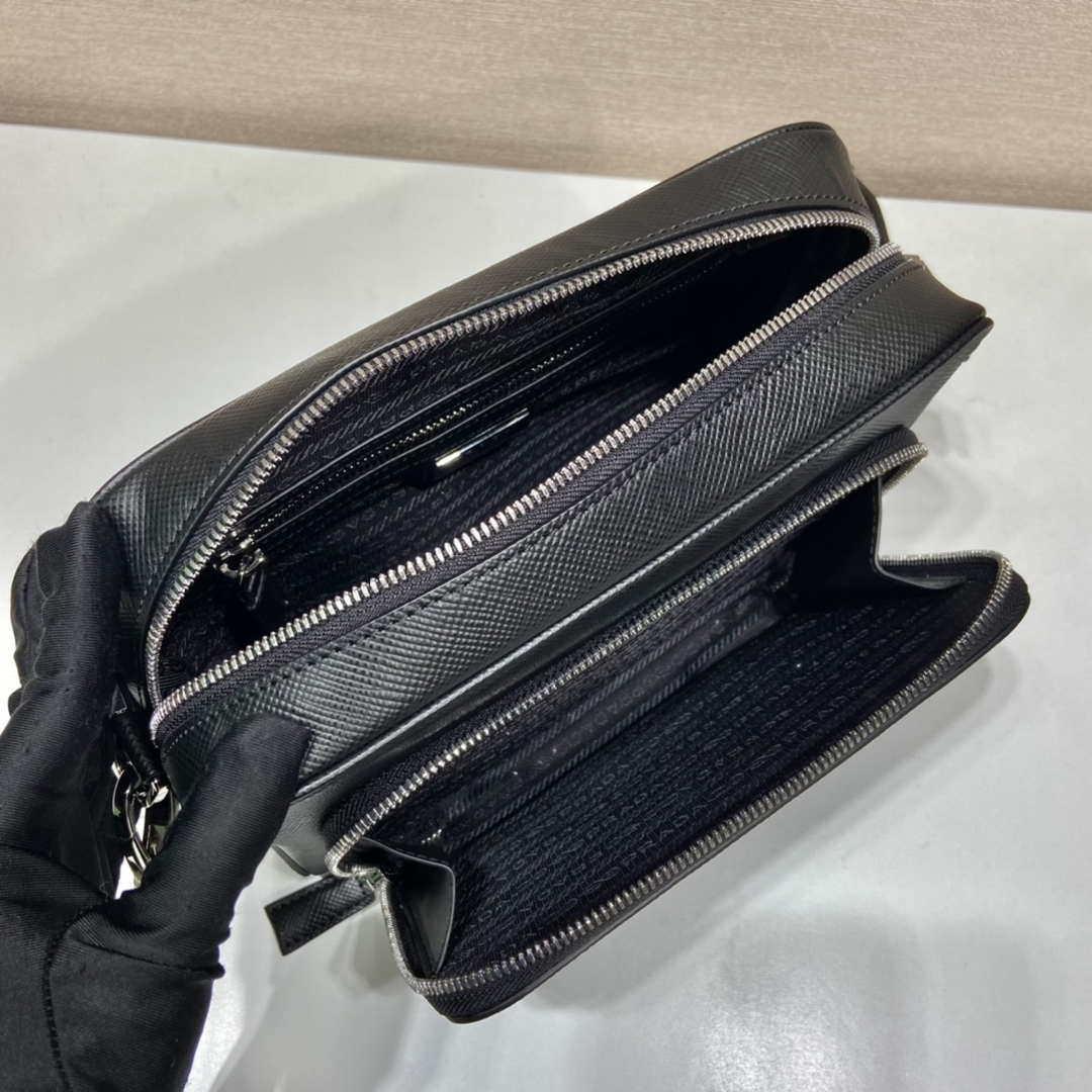 Prada 2VH152 Saffiano leather shoulder bag Black