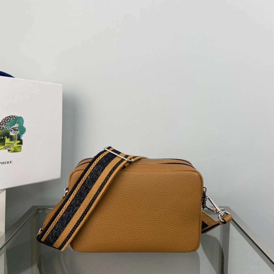 Prada Leather bag with shoulder strap 1BH082 Tan