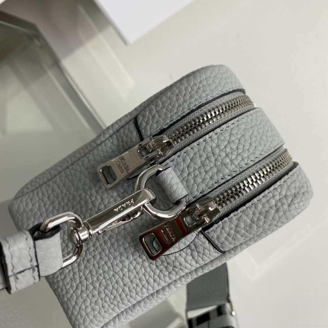 Prada Leather bag with shoulder strap 1BH082 Gray