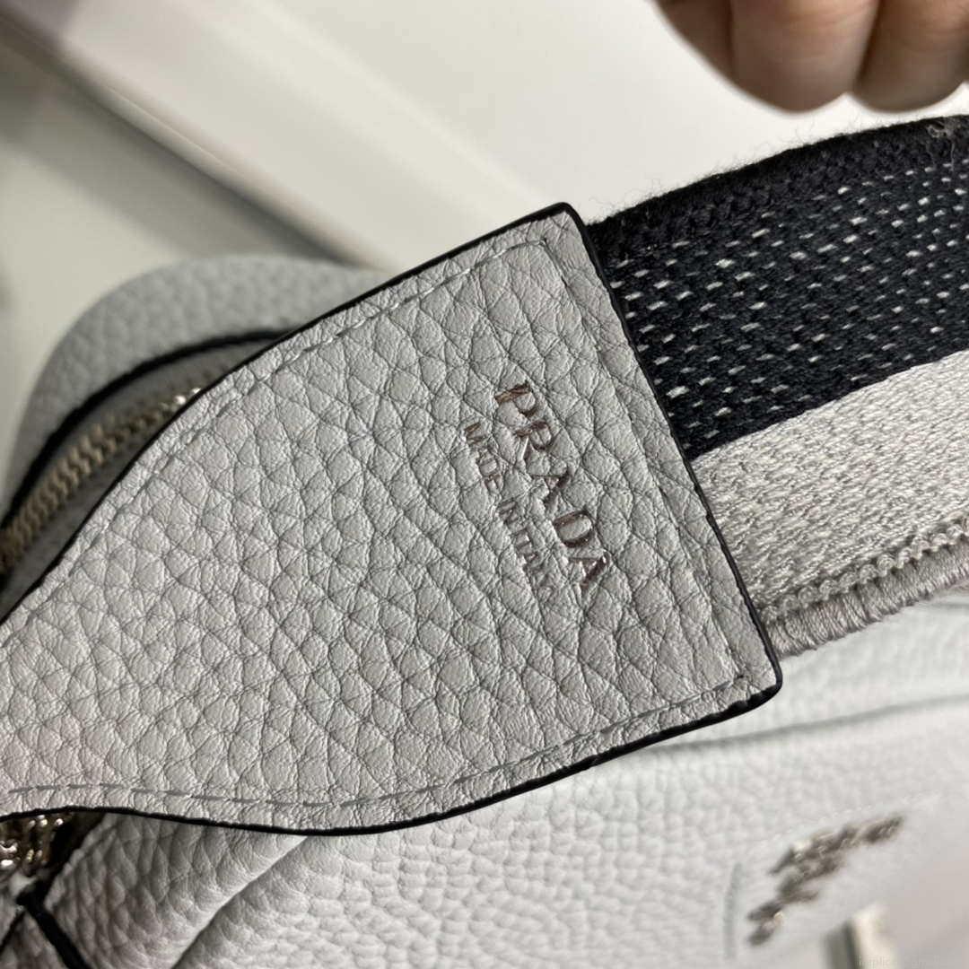 Prada Leather bag with shoulder strap 1BH082 Gray