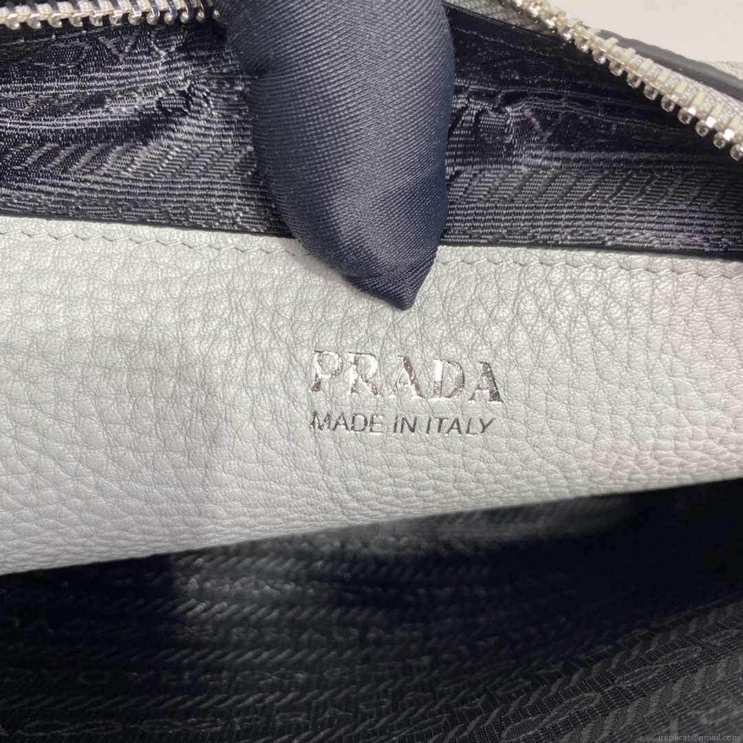 Prada Leather bag with shoulder strap 1BH082 Gray