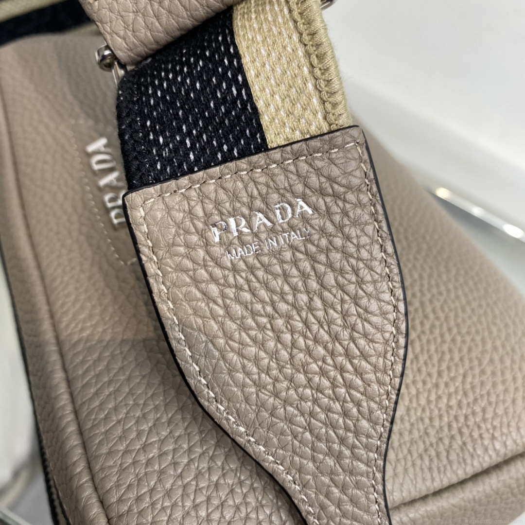Prada Leather bag with shoulder strap 1BH082 Dark Gray