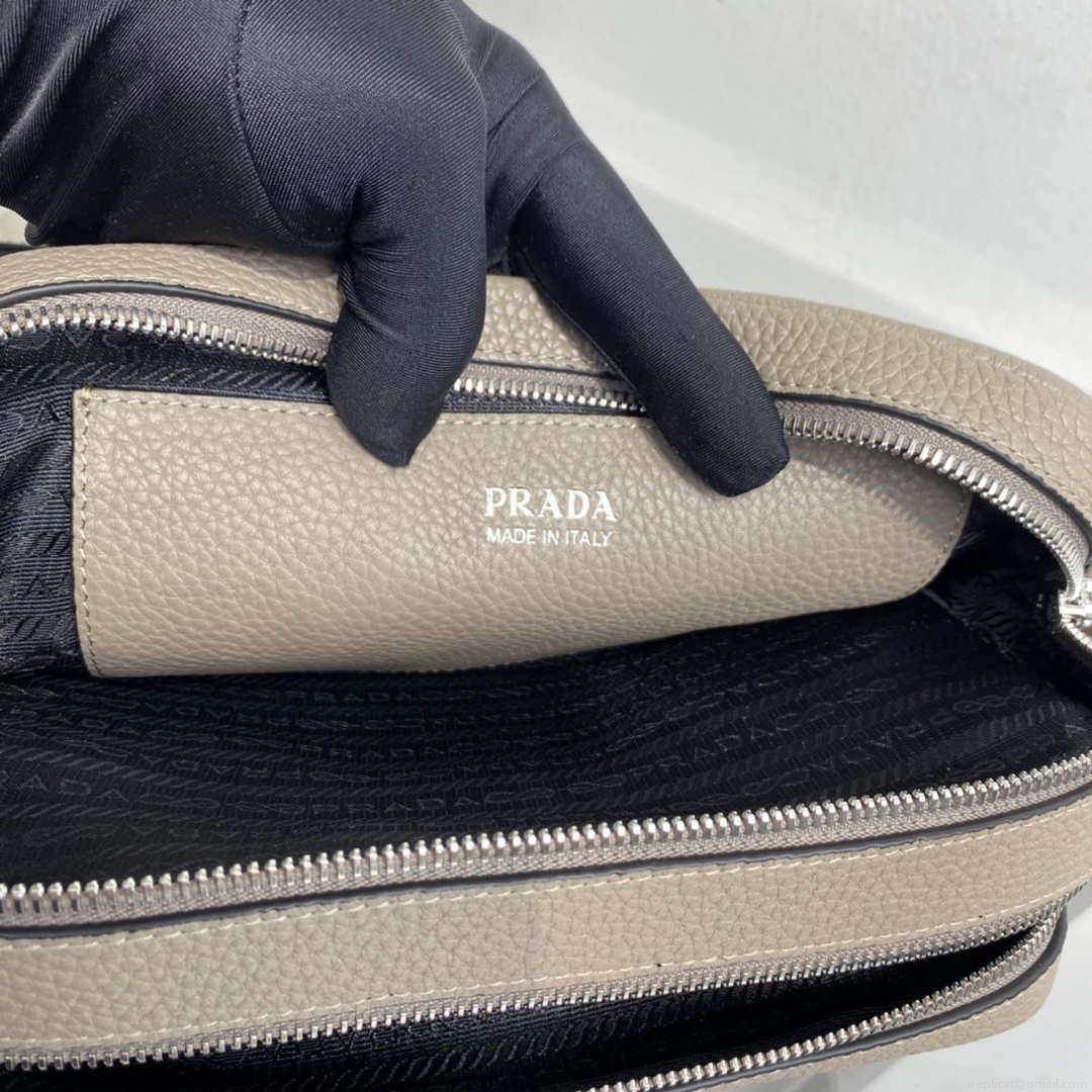 Prada Leather bag with shoulder strap 1BH082 Dark Gray