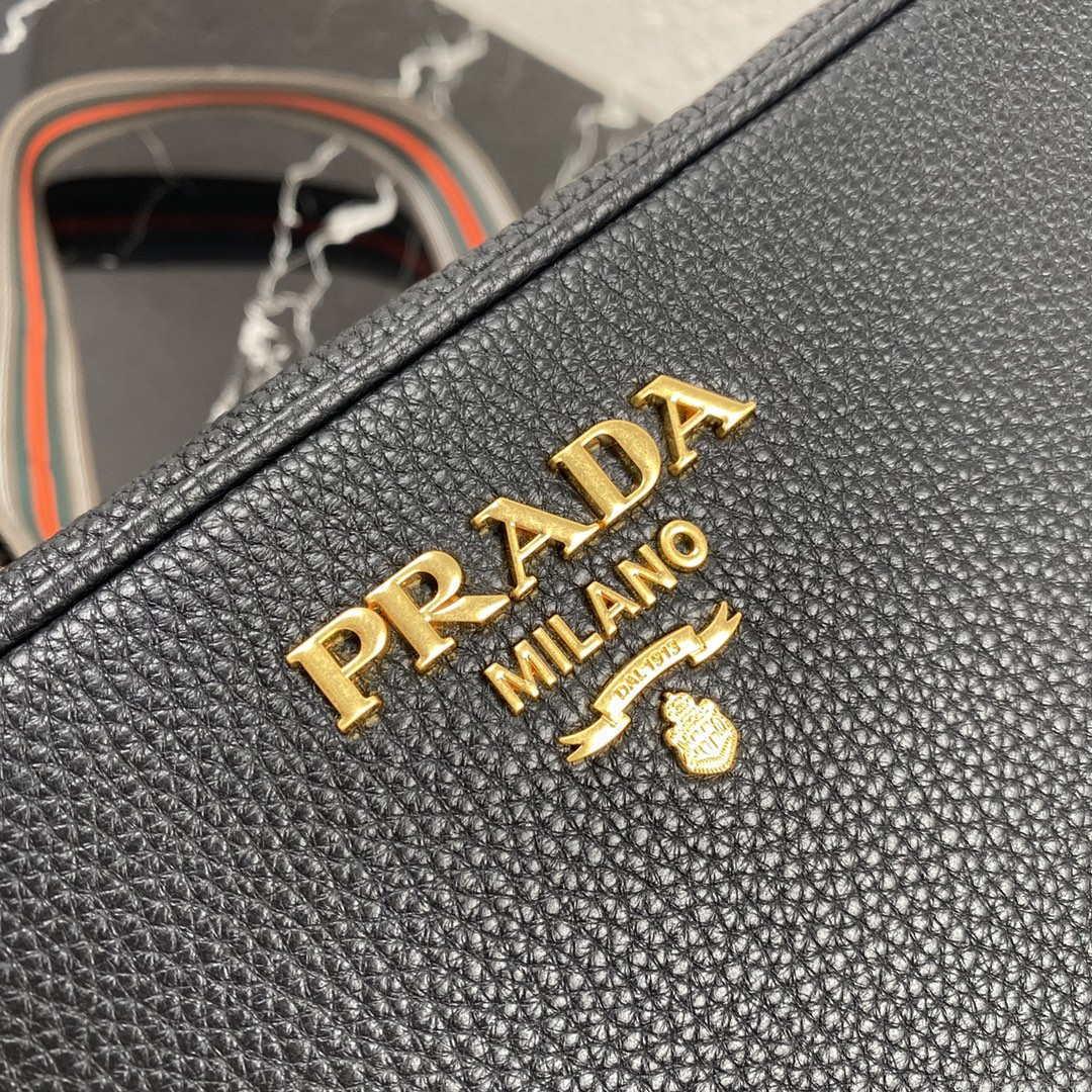 Prada 1BH082 Leather bag with shoulder strap Black Gold