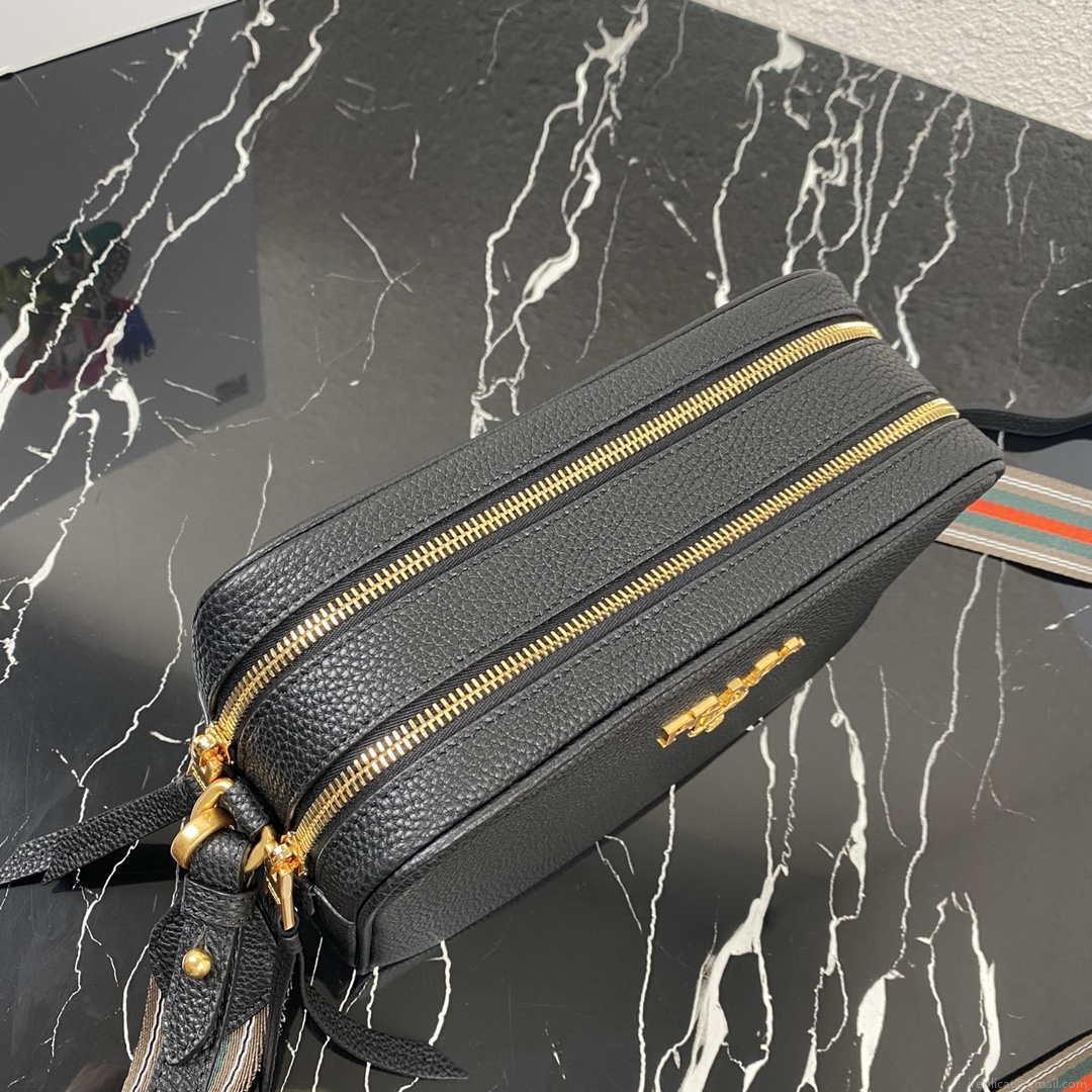 Prada 1BH082 Leather bag with shoulder strap Black Gold