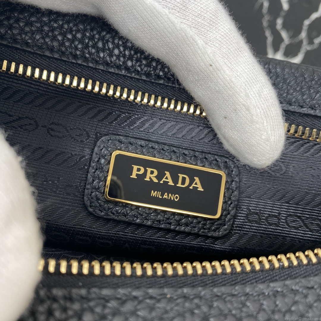 Prada 1BH082 Leather bag with shoulder strap Black Gold