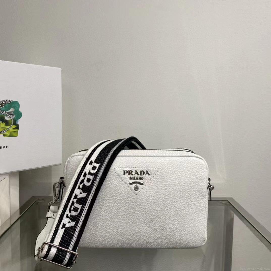 Prada 1BH082 Leather bag with shoulder strap White Gold