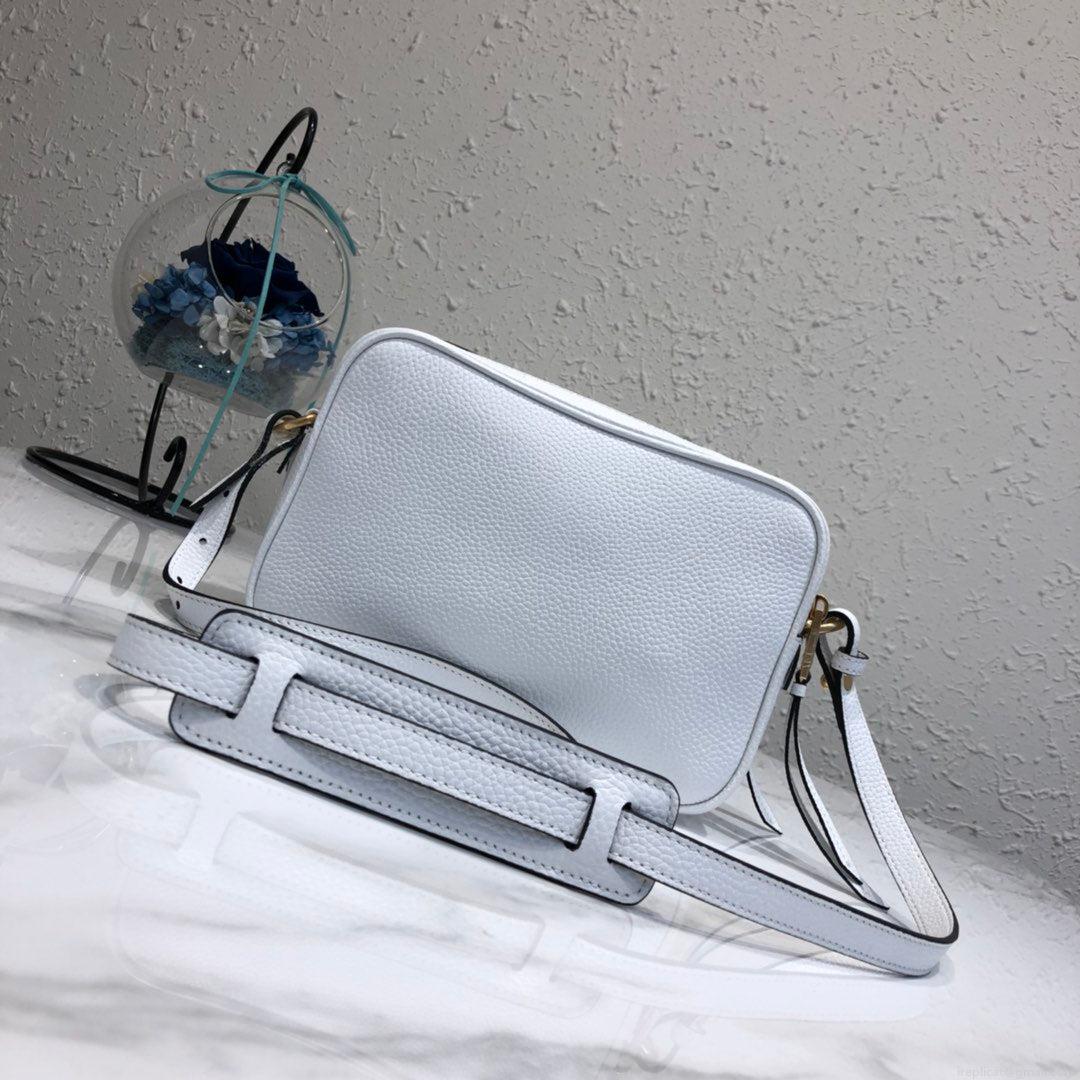 Prada 1BH082 Leather bag with shoulder strap White Gold