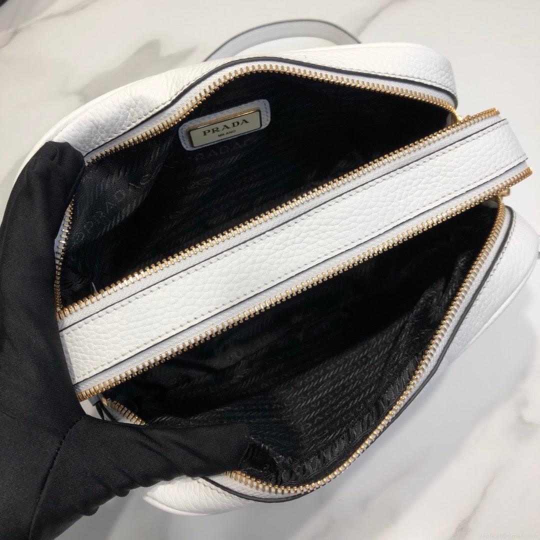Prada 1BH082 Leather bag with shoulder strap White Gold