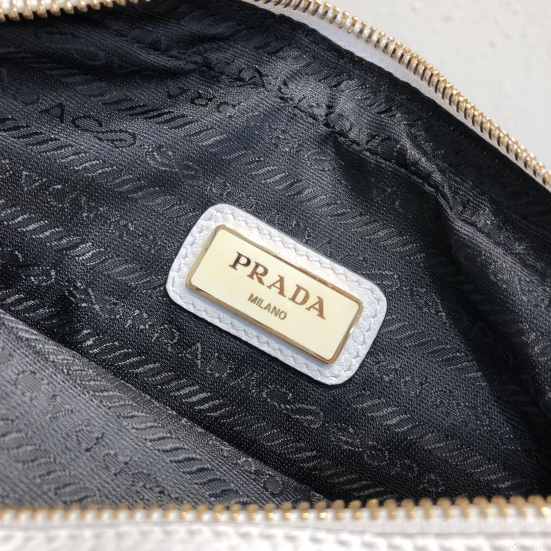Prada 1BH082 Leather bag with shoulder strap White Gold