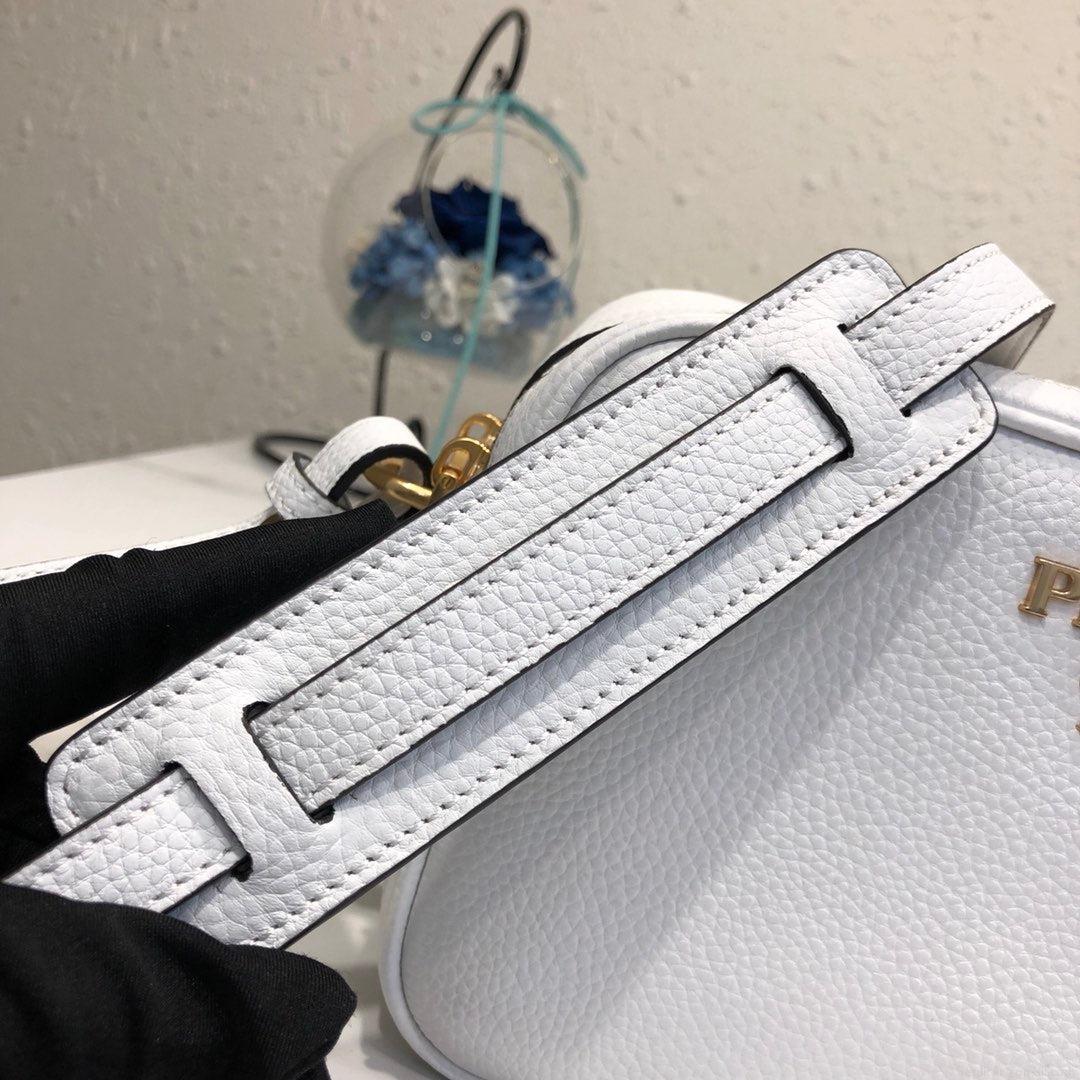 Prada 1BH082 Leather bag with shoulder strap White Gold