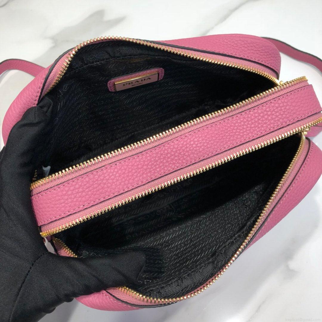 Prada 1BH082 Leather bag with shoulder strap Rose Red Gold