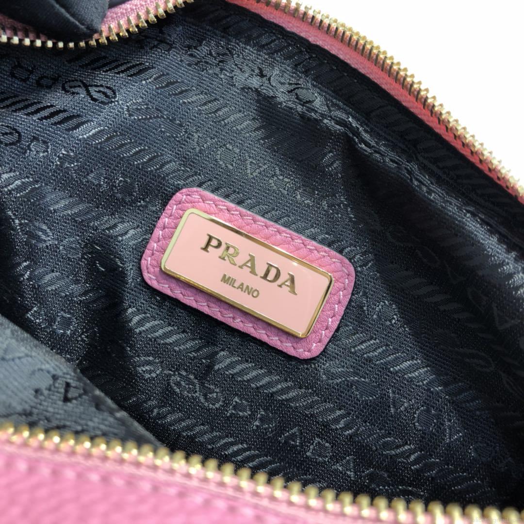 Prada 1BH082 Leather bag with shoulder strap Rose Red Gold