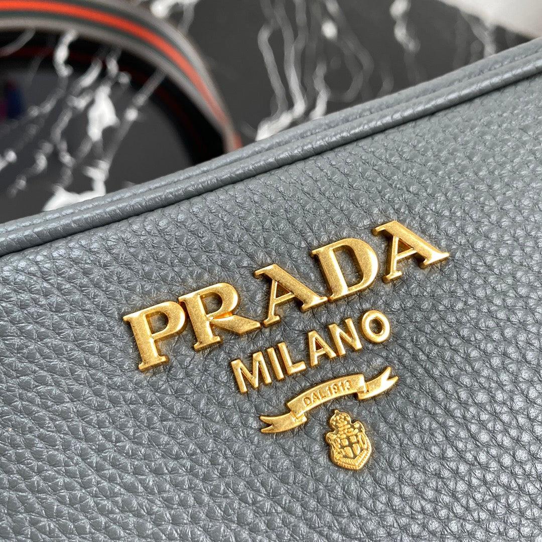 Prada 1BH082 Leather bag with shoulder strap Gray Gold